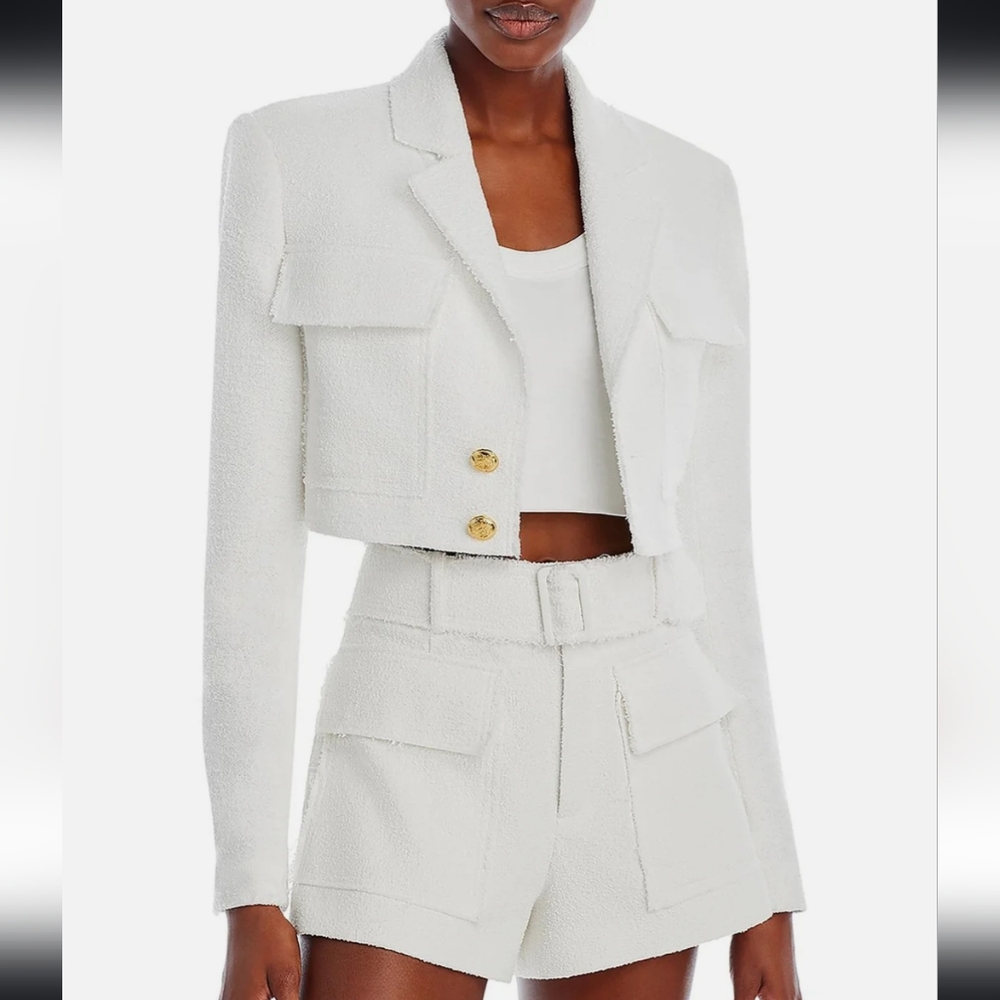 A.L.C. WHITE TWEED CROPPED JACKET